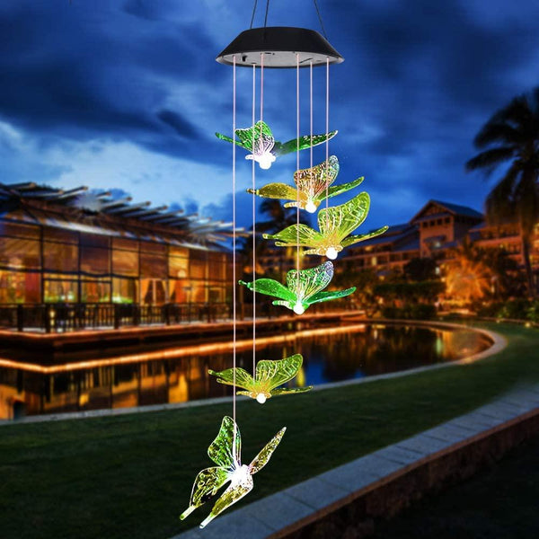 Outdoor solar LED  wind chime butterfly wind chime garden light