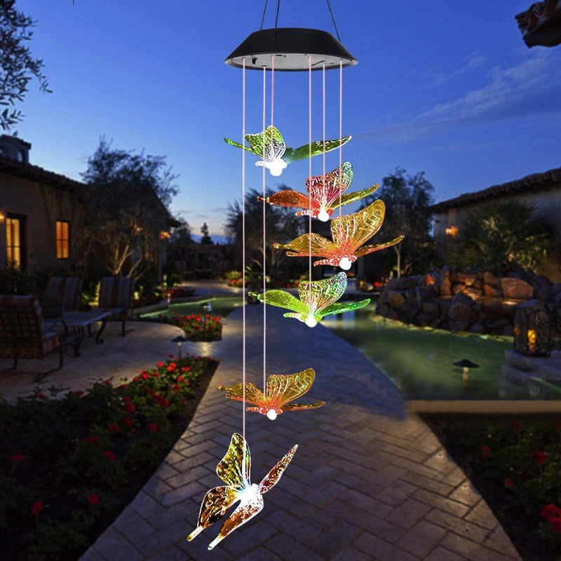 Outdoor solar LED  wind chime butterfly wind chime garden light