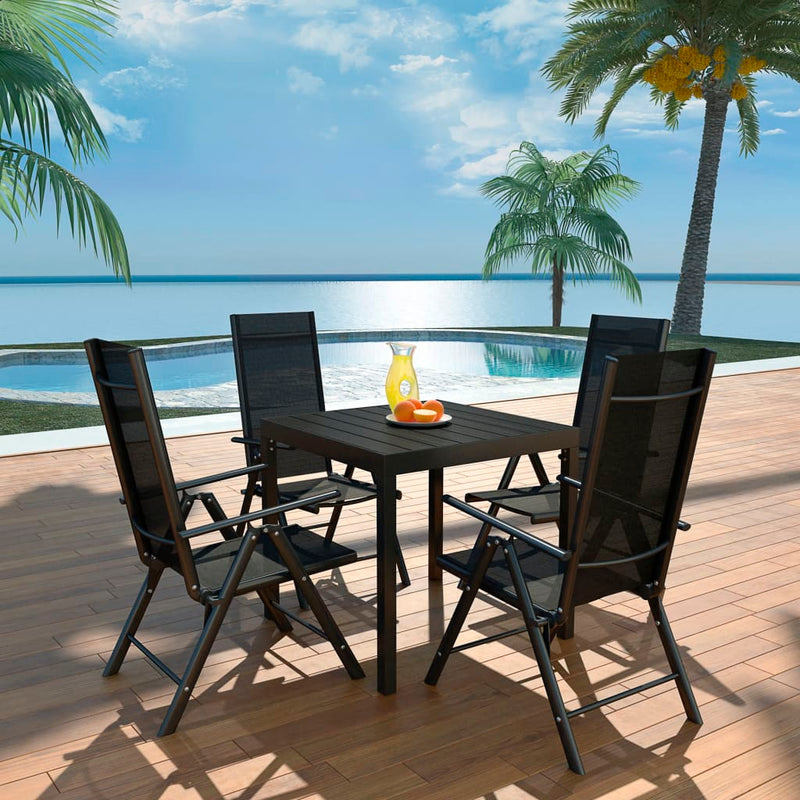 5 Piece Outdoor Dining Set Aluminium and WPC Black