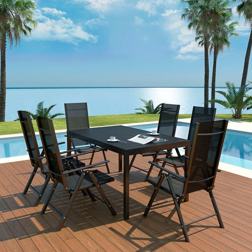 5 Piece Outdoor Dining Set Aluminium and WPC Black