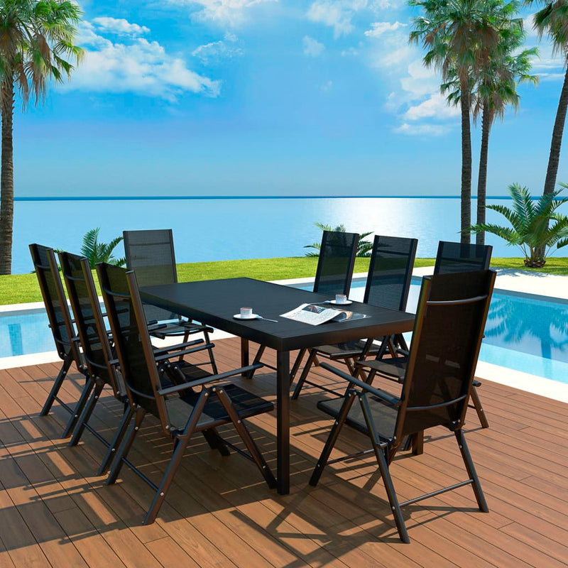 5 Piece Outdoor Dining Set Aluminium and WPC Black