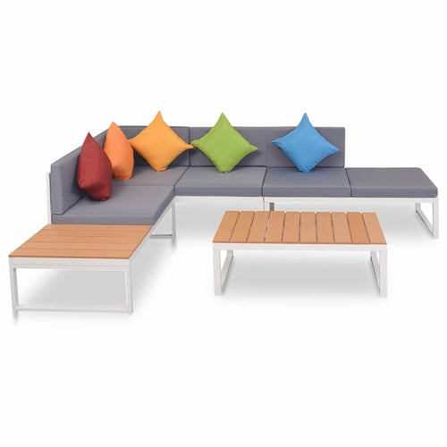 5 Piece Garden Lounge Set with Cushions Aluminium and WPC