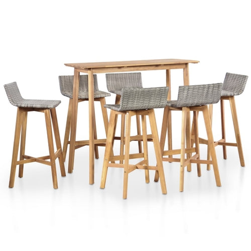 5 Piece Outdoor Dining Set Solid Acacia Wood