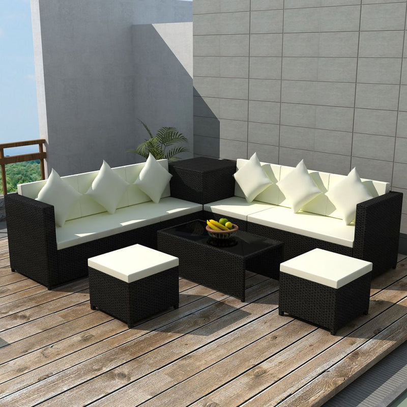 Garden Sofa Set 26 Pieces Poly Rattan Brown