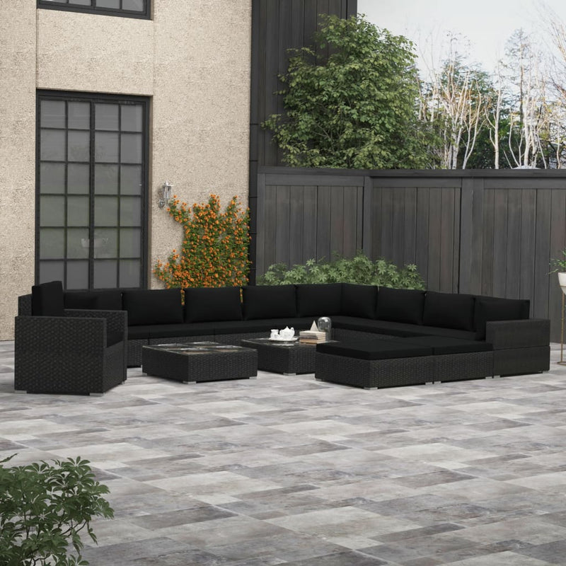 13 Piece Garden Lounge Set with Cushions Poly Rattan Gray