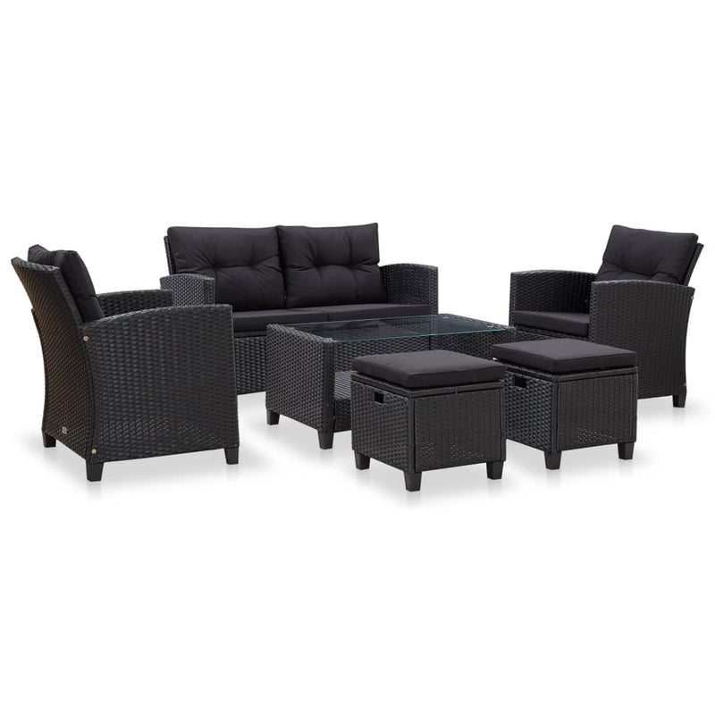 6 Piece Garden Sofa Set with Cushions Poly Rattan Dark Gray