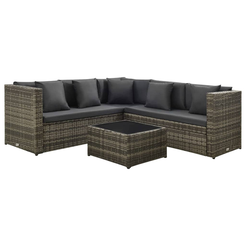 4 Piece Garden Lounge Set with Cushions Poly Rattan Brown