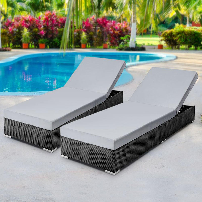 Gardeon Sun Lounge Wicker Lounger Outdoor Furniture Rattan Garden Day