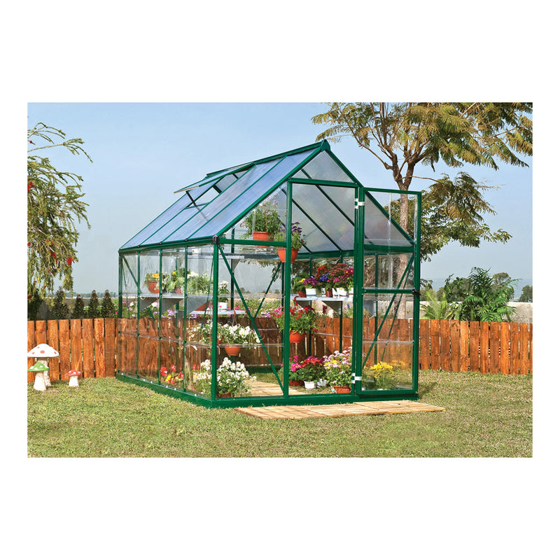 Palram HG5508G-1B Hybrid Hobby Greenhouse, 6' x 8' x 7', Forest Green