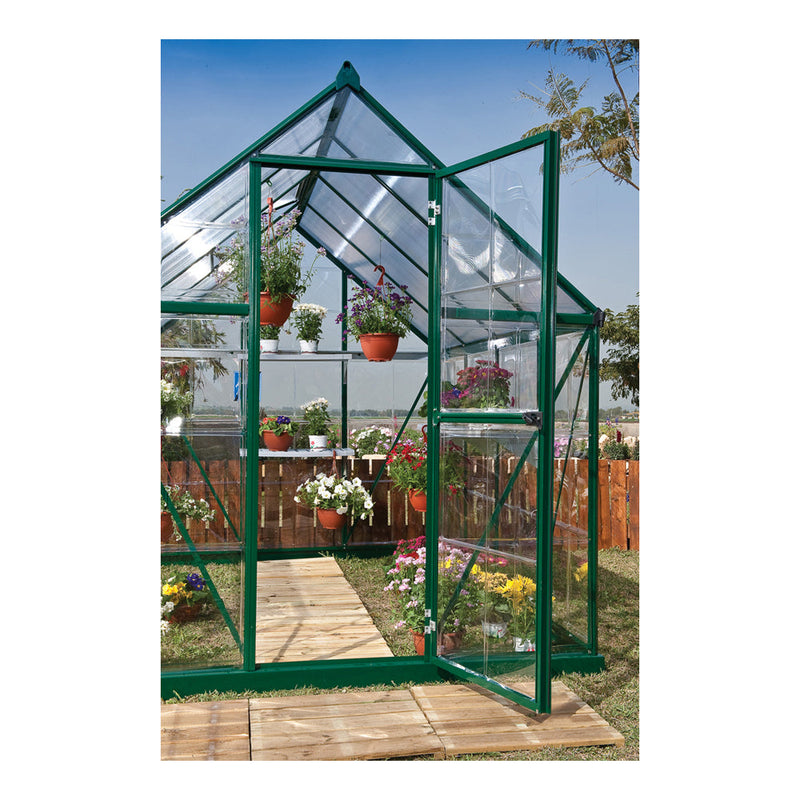 Palram HG5508G-1B Hybrid Hobby Greenhouse, 6' x 8' x 7', Forest Green