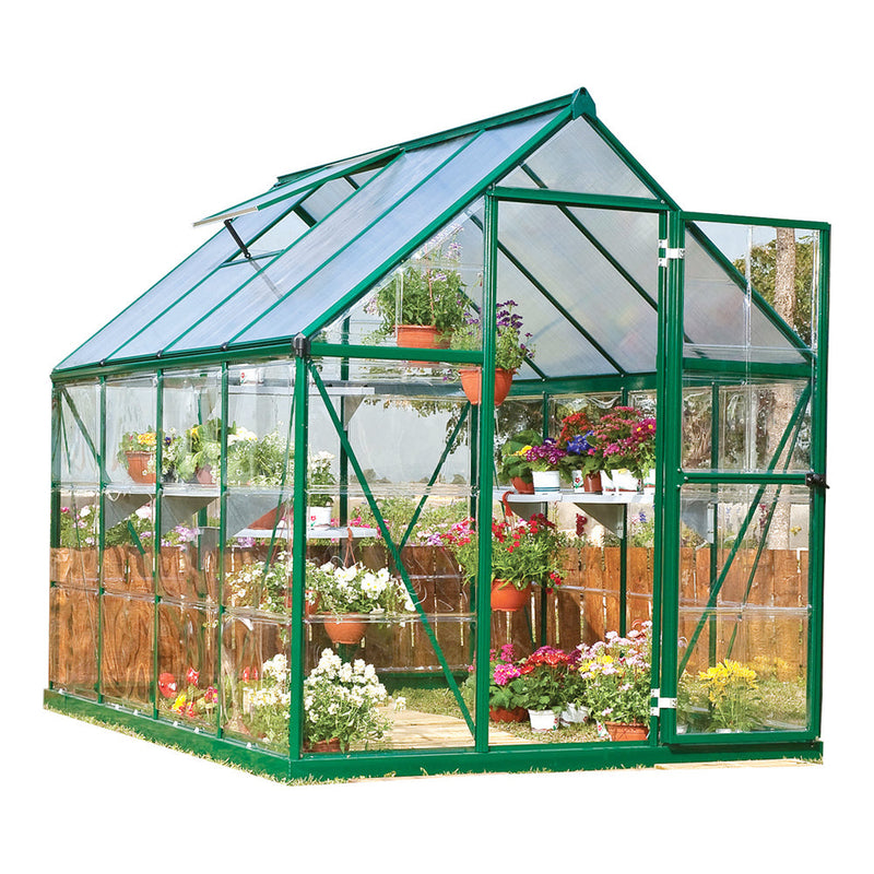 Palram HG5508G-1B Hybrid Hobby Greenhouse, 6' x 8' x 7', Forest Green