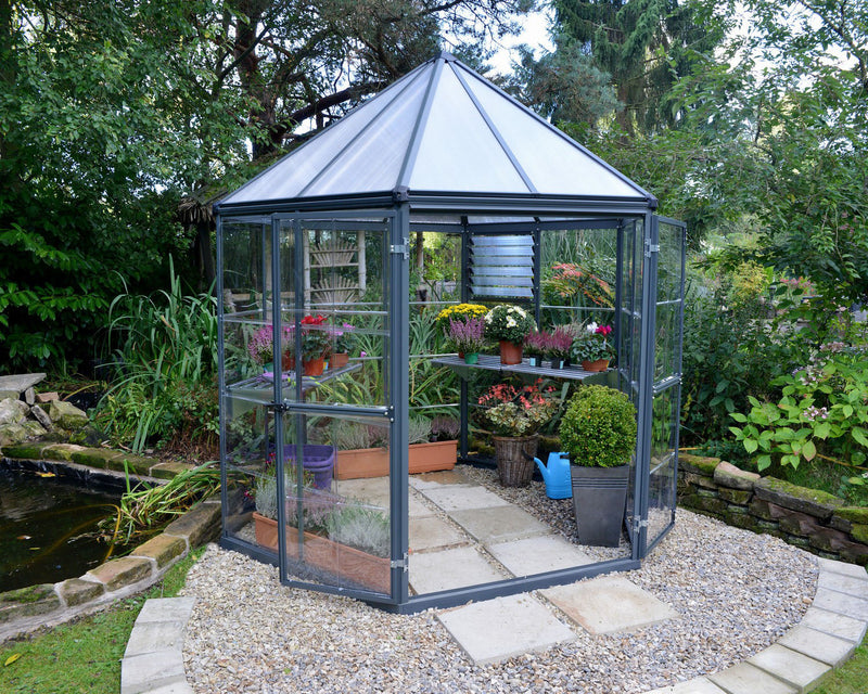 Palram HG6000 Oasis Greenhouse, 7' x 8' x 9', Gray