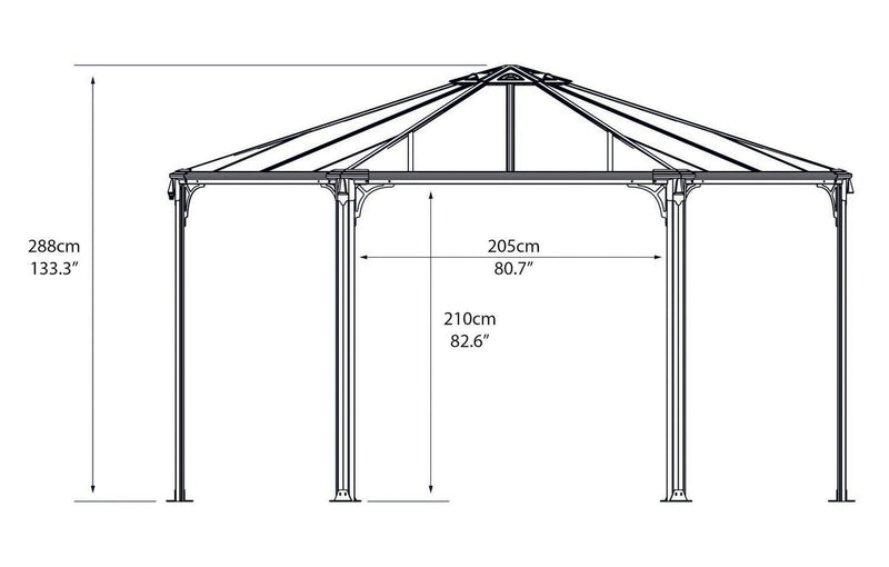 Palram Monaco Hexagon Gazebo 15 x 13 Gray