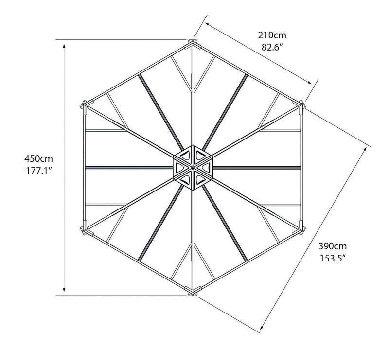 Palram Monaco Hexagon Gazebo 15 x 13 Gray