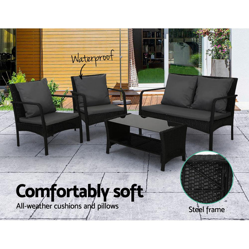 Gardeon Outdoor Furniture Lounge Table Chairs Garden Patio Wicker Sofa