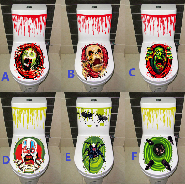 Halloween 3D wall stickers Toilet Cover Sticker