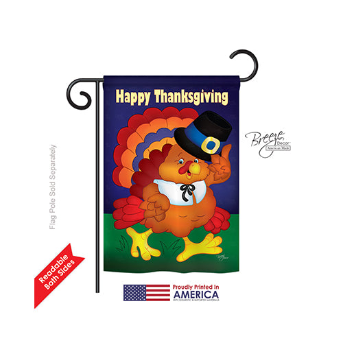 Breeze Decor 63037 Thanksgiving Happy Thanksgiving Turkey 2-Sided Impr